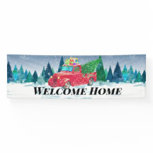 Bienvenue Accueil Camion rouge Arbre de Noël dans 