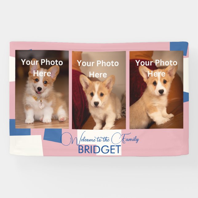 Banderoles Bienvenue Accueil Nouveau Chiot, Douche Chiot (Horizontal)