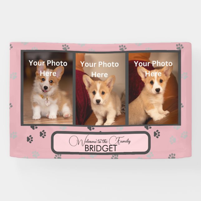 Banderoles Bienvenue Accueil Nouveau Chiot, Douche Chiot (Horizontal)