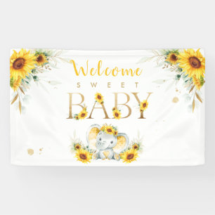 Banderoles Bienvenue au Baby shower de tournesol éléphant