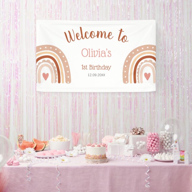 Banderoles Bienvenue au premier anniversaire de la mignonne B (Fête)