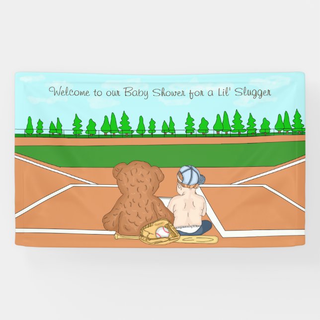 Banderoles Bienvenue Baby shower Thématique Baseball (Horizontal)