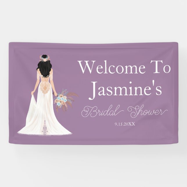 Banderoles Bienvenue Boho Black Hair Bride (Horizontal)