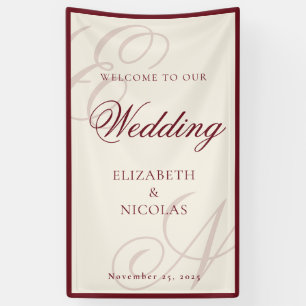 Banderoles Bienvenue de mariage à la calligraphie en monogram