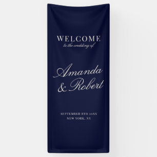 Banderoles Bienvenue de mariage élégant bleu marine à l'ancie