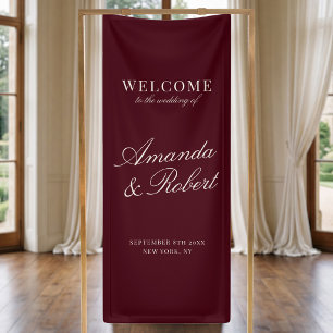 Banderoles Bienvenue de mariage élégant Bourgogne Vieille For