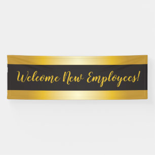 Banderoles Bienvenue de nouveaux employés Gold et Black