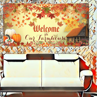 Banderoles Bienvenue Ferme Citrouille Patch Maple Leave Autom