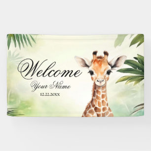 Banderoles Bienvenue Fête de Bébé de la Jungle de Girafe Mign