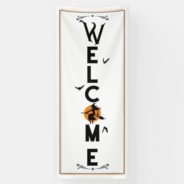 Banderoles Bienvenue Halloween | Porte avant Éffrayante (Vertical)