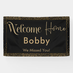Banderoles Bienvenue Home Gold Confetti, Noir