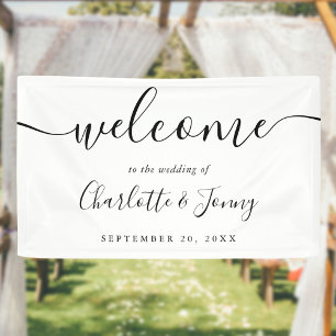 Banderoles Bienvenue Mariage Script Noir Et Blanc