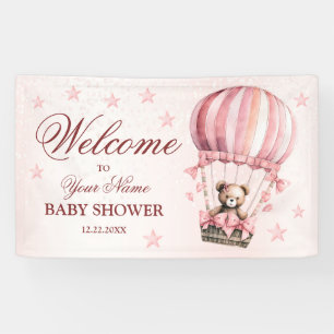Banderoles Bienvenue Ourson en Peluche Rose Mignon Party en M