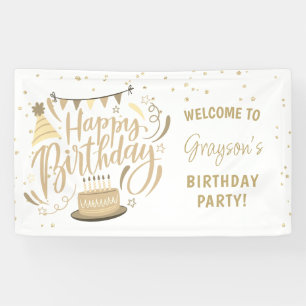 Banderoles Bienvenue pailleté or pour l'anniversaire d'un enf
