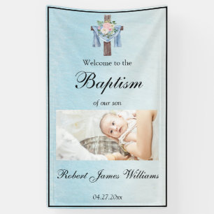 Banderoles Bienvenue personnalisée pour baptême avec photo fl