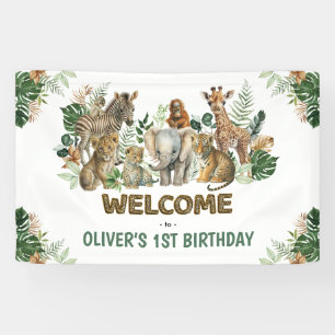 Banderoles Bienvenue pour l'anniversaire de la Jungle Safari 