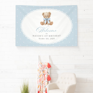 Banderoles Bienvenue pour le premier anniversaire, Ours, Nœud