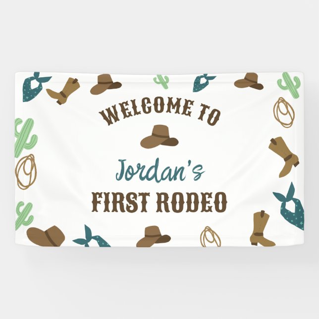Banderoles Bienvenue Premier Rodéo Anniversaire 1er Cowboy Ou (Horizontal)