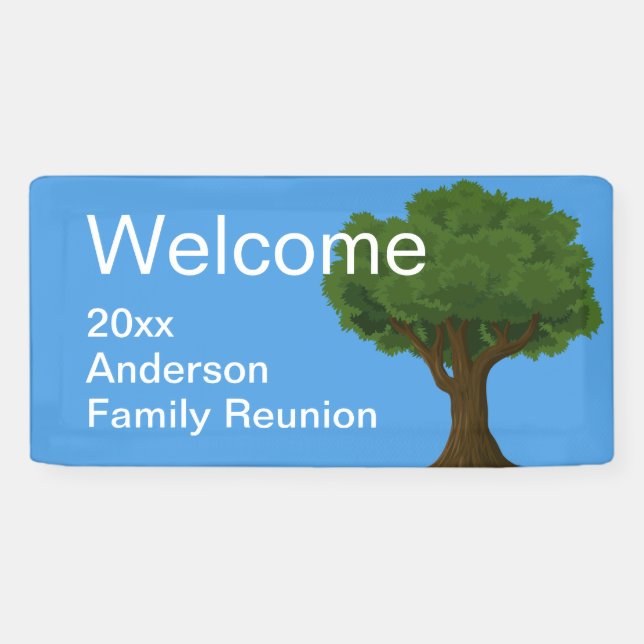 Banderoles Bienvenue Sky Blue Green White Reunion Famille (Horizontal)
