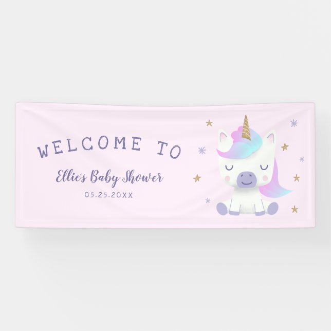 Banderoles Bienvenue sur le Baby shower Unicorn (Horizontal)