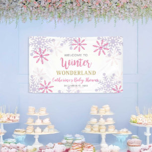 Banderoles Bienvenue Winter Wonderland Baby shower Snowflakes