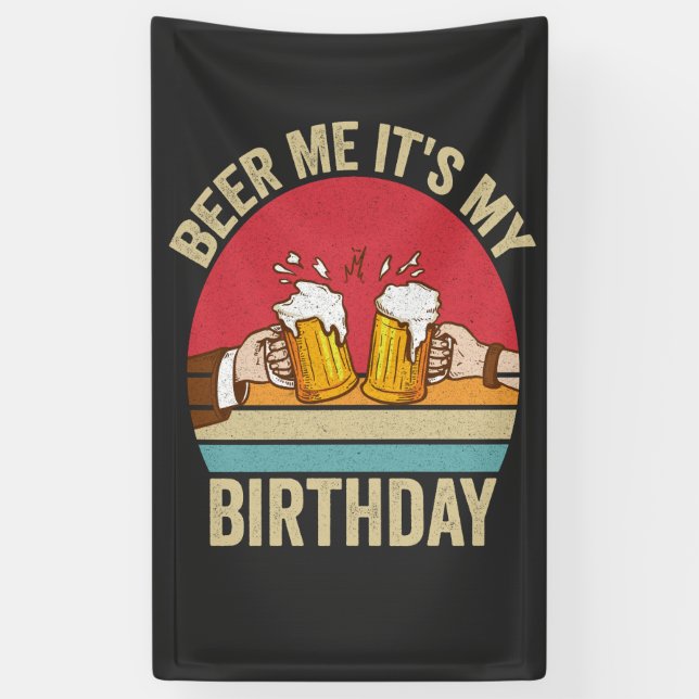 Banderoles Bière moi c'est mon anniversaire Funny Sunset cade (Vertical)