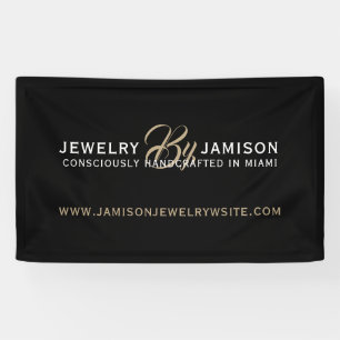 Banderoles BIJOUX PAR Nom Personnel Marque Business Gold Noir