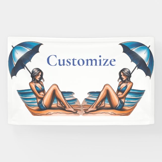 Banderoles Bikini Girl Beach Napping Thunder_Cove (Horizontal)