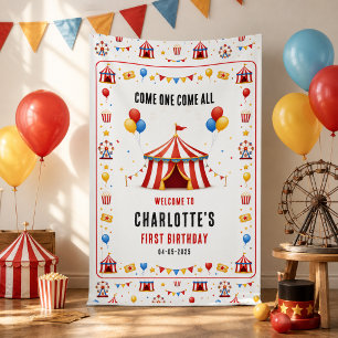 Banderoles Billet de cirque rouge moderne pour 1er anniversai