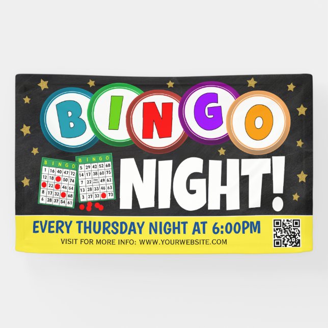 Banderoles Bingo Night Banner avec code qr (Horizontal)
