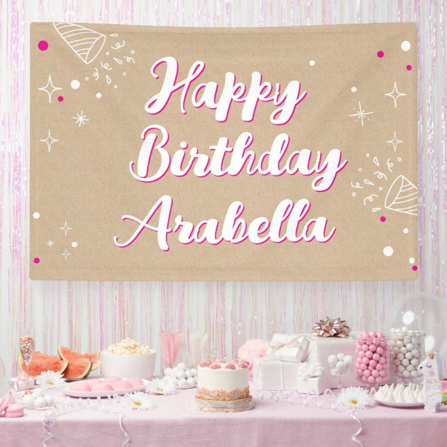 Banderoles Birthday Name Banner - Painted Style Photo Wall (Fête)
