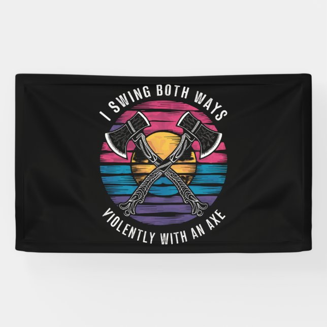 Banderoles Bisexuel Je Swing Les Deux Voies Ax Funny Bi Pride (Horizontal)