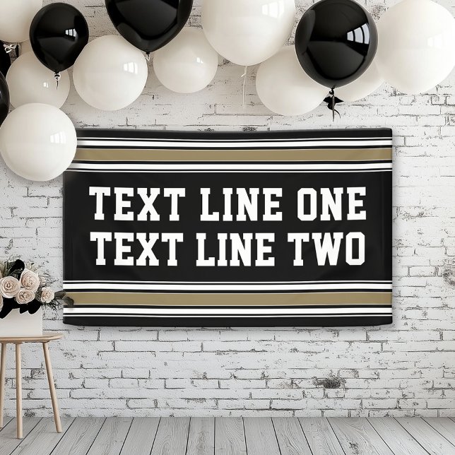 Banderoles Black and Gold Sports Jersey - 2 lignes de texte (Custom Banner)