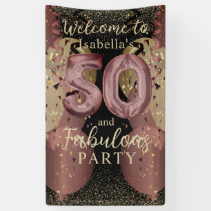 Banderoles Black and Rose Gold Parties scintillant 50e annive