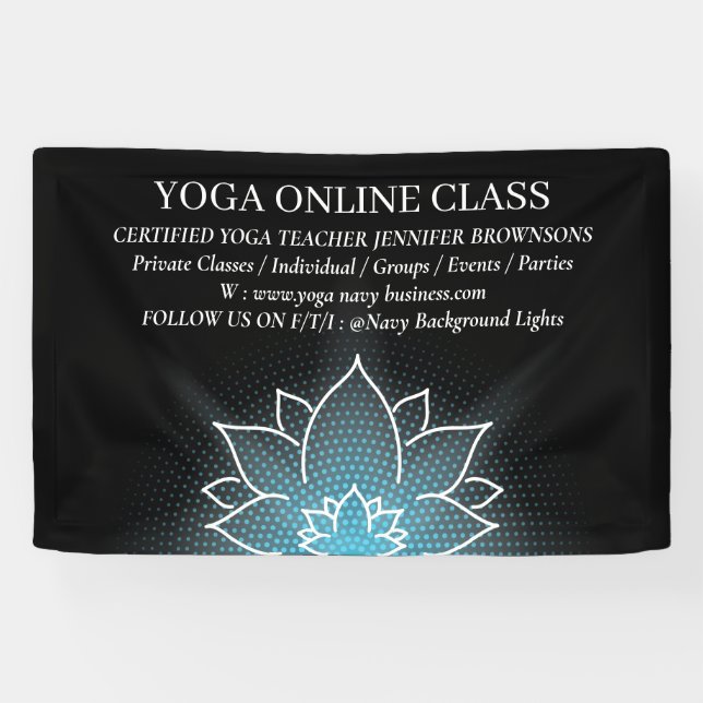 Banderoles Black Blue Meditation Salon Yoga Lotus (Horizontal)