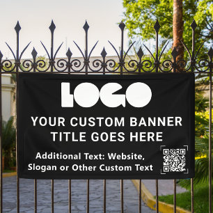 Banderoles Black Business Logo Entreprise Code QR Outdoor 3'x