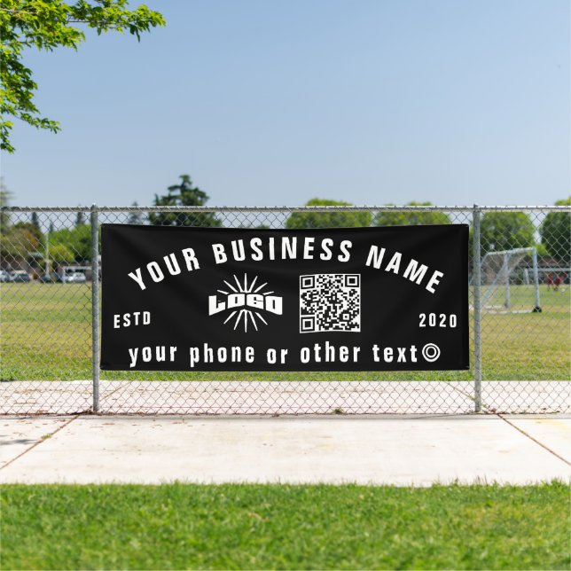 Banderoles Black Business logo Qr code extérieur 10' long Vin (Insitu)