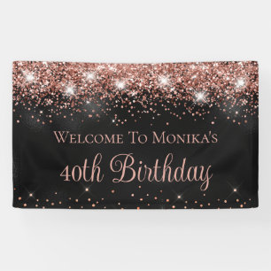 Banderoles Black Foil Rose Gold Parties scintillant 40e anniv