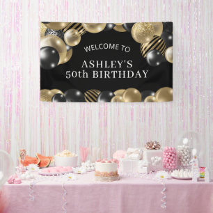 Banderoles Black Gold 50th Birthday Welcome