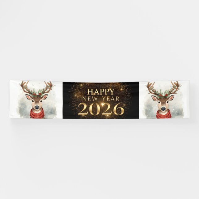 Banderoles black gold new year party banner (Horizontal)