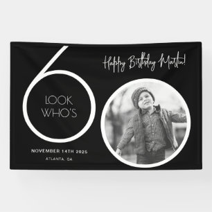 Banderoles Black Modern Photo 60th Birthday Banner