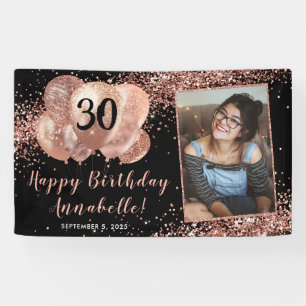 Banderoles Black Rose Gold Parties scintillant Ballons photo 
