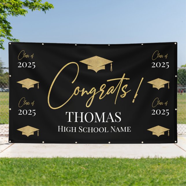 Banderoles Black Step and repeat Graduation Backdrop banner  (Dehors)