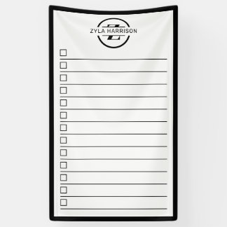 Banderoles Black White Monogram Name To Do List Dry Erase