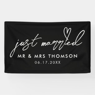 Banderoles Blanc Noir Moderne Marié Élégant Mariage