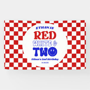 Banderoles Blanc rouge et deux 4 juillet fête du 2e anniversa