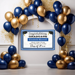 Banderoles Bleu Blanc Félicitations Diplômé Remise des dipl