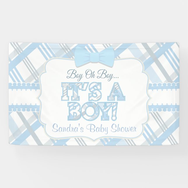 Banderoles Bleu, c'est un garçon, baby shower de plaid (Horizontal)