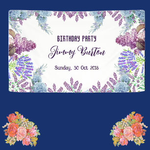 Banderoles Bleu Doux Pastel Hydrangeas Violet Lilac Anniversa