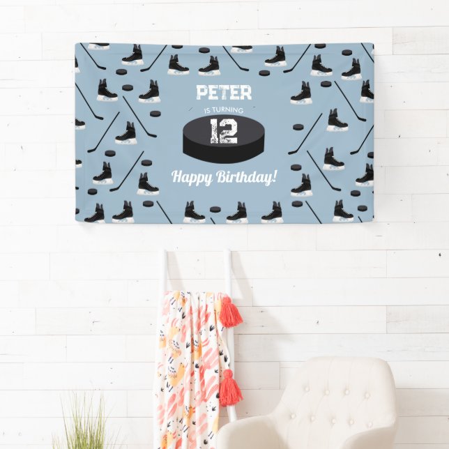 Banderoles Bleu Dusty Bâton de hockey sur glace, Patins Puck  (En situation)